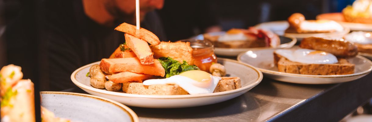 Food ready to be served at The Garlic Farm, Isle of Wight